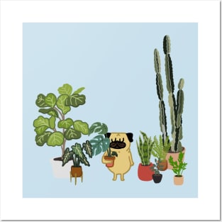 Pug and Plants Posters and Art